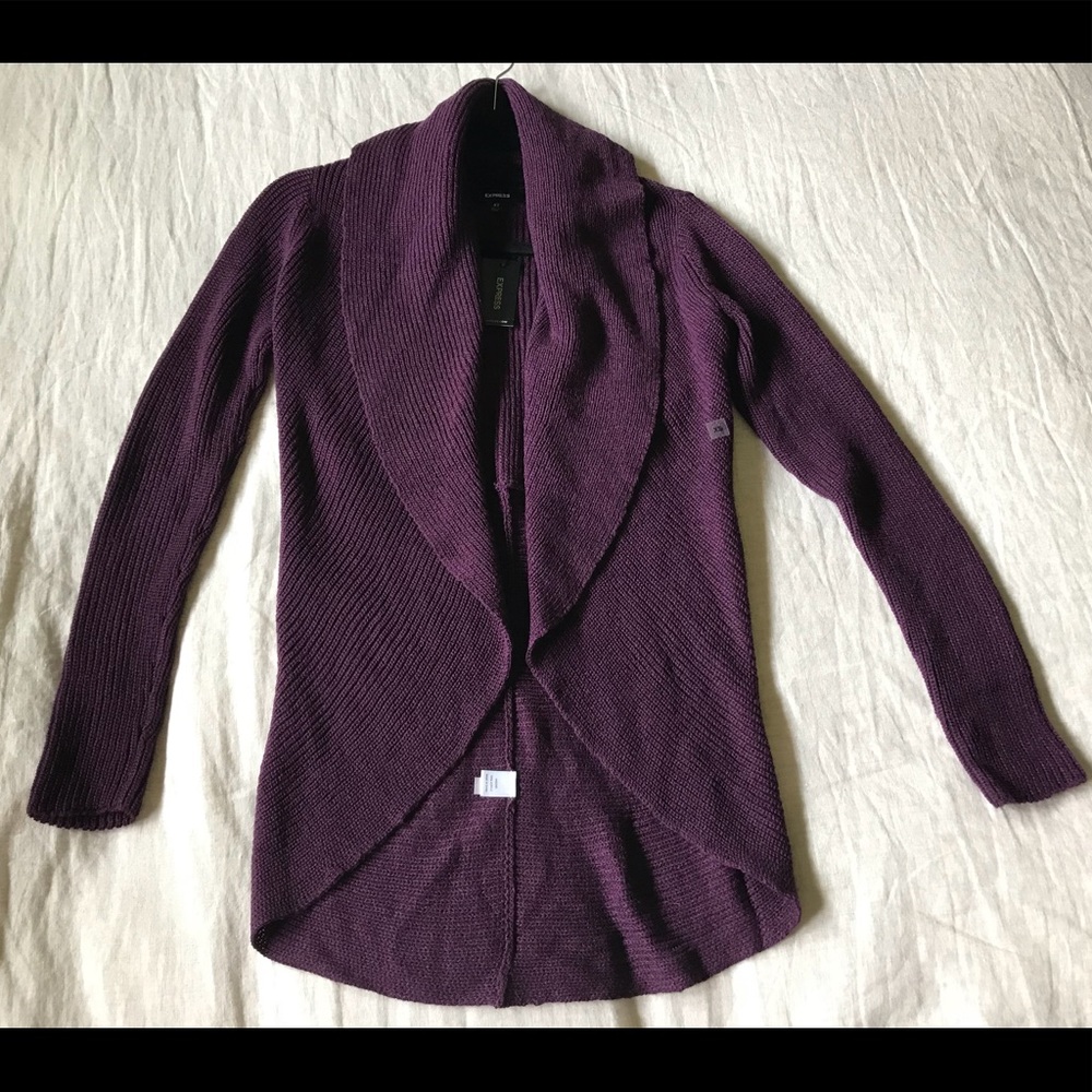 Express purple shawl collar circle cardigan NWT